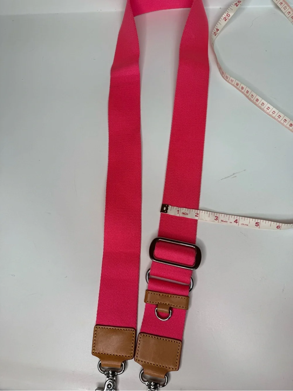 MZ Wallace Hot Pink Adjustable Strap with Tan Leather Accents - Picture 3 of 6